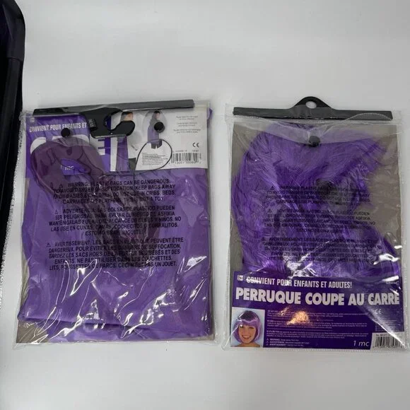Purple Costume Set – Cape, Bob Wig & Mask (Amscan) - Picture 2 of 2